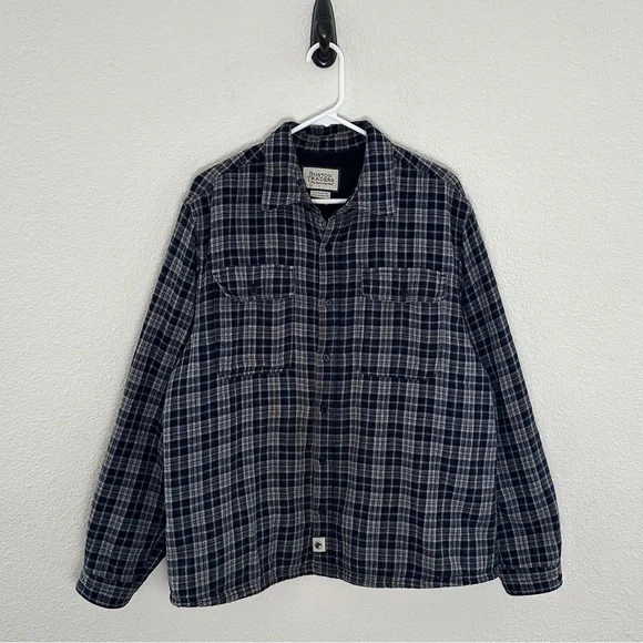 Boston Traders Blue Plaid Sherpa Fleece Lined Shacket Flannel Jacket XL Gorpcore - Picture 1 of 6